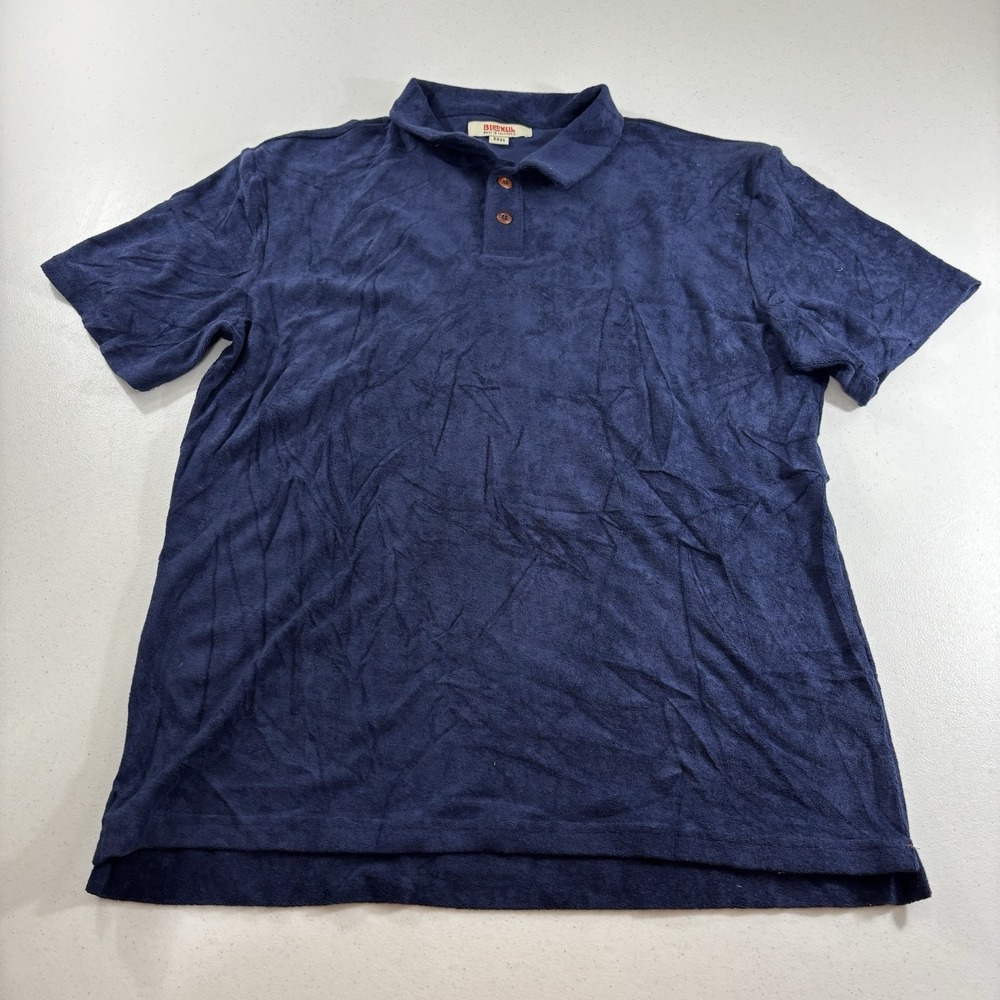 Birdwell Polo Shirt Mens 3XL Navy Blue Solid Terry Cloth Surf Beach Casual XXXL